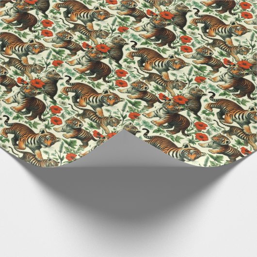 かわいいヴィンテージベビータイガーシームレス ラッピングペーパー (角)