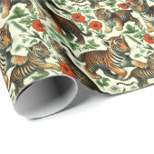 かわいいヴィンテージベビータイガーシームレス ラッピングペーパー (ロールコーナー)