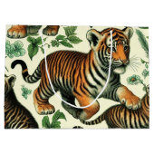 かわいいヴィンテージベビータイガーシームレス ラージペーパーバッグ (裏面)