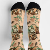 かわいいヴィンテージベビータイガーパターン ソックス (上部)