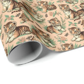 かわいいヴィンテージベビータイガーパターン ラッピングペーパー (ロールコーナー)