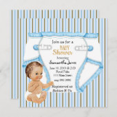 かわいいヴィンテージベビープリンスボーイズベビーシャワーインビ 招待状 (正面/裏面)