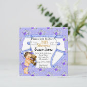 かわいいヴィンテージベビープリンセスガールズベビーシャワー 招待状 (スタンド正面)