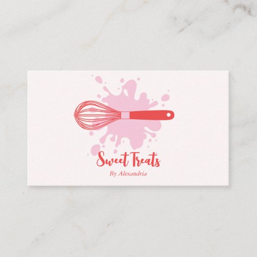 かわいいヴィンテージベーカリーウィスクピンク&レッド 名刺 (正面)