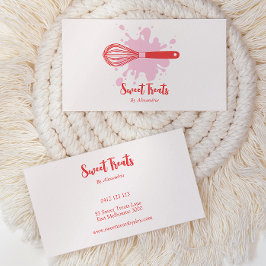 かわいいヴィンテージベーカリーウィスクピンク&レッド 名刺