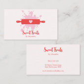 かわいいヴィンテージベーカリーロールピンピンク&レッド 名刺 (正面/裏面)