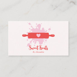かわいいヴィンテージベーカリーロールピンピンク&レッド 名刺