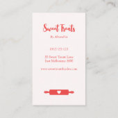 かわいいヴィンテージベーカリーロールピン&ウィスクピンクブシン 名刺 (裏面)