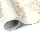 かわいいヴィンテージベージュキューピッドエンジェルオンアイボリー ラッピングペーパー (ロールコーナー)