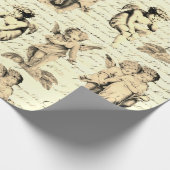 かわいいヴィンテージベージュキューピッドエンジェルスフランスのスクリプト ラッピングペーパー (角)