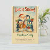 かわいいヴィンテージペンギンクリスマスパーティー 招待状 (スタンド正面)