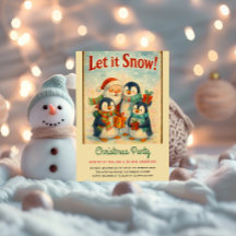 かわいいヴィンテージペンギンクリスマスパーティー