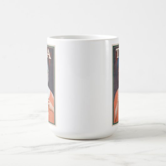 かわいいヴィンテージホットティーポスター コーヒーマグカップ (中央)