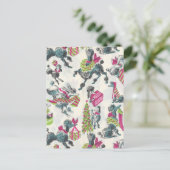 かわいいヴィンテージホリデープードルズおもしろい ポストカード (スタンド正面)