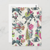 かわいいヴィンテージホリデープードルズおもしろい ポストカード (正面/裏面)