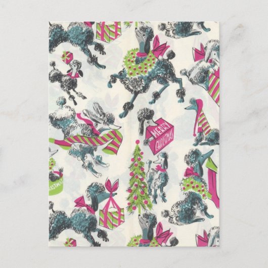 かわいいヴィンテージホリデープードルズおもしろい ポストカード (正面)