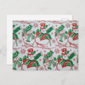 かわいいヴィンテージホリデー雪だるまはがき ポストカード (正面/裏面)