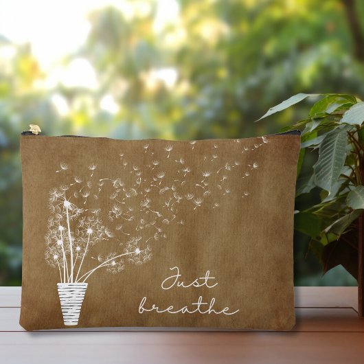 かわいいヴィンテージホワイトアウトライン風のタンポポ アクセサリーポーチ