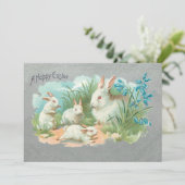 かわいいヴィンテージホワイトイースターバニー シーズンカード (スタンド正面)