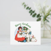 かわいいヴィンテージホワイトテディベアホリデーハガキ シーズンポストカード (スタンド正面)