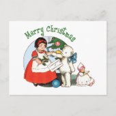 かわいいヴィンテージホワイトテディベアホリデーハガキ シーズンポストカード (正面)