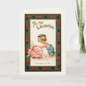 かわいいヴィンテージボーイとバレンタインハート シーズンカード (正面)