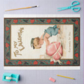 かわいいヴィンテージボーイとバレンタインハート 薄葉紙 (クラフト)