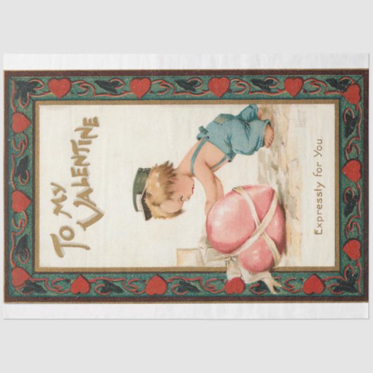 かわいいヴィンテージボーイとバレンタインハート 薄葉紙 (正面)