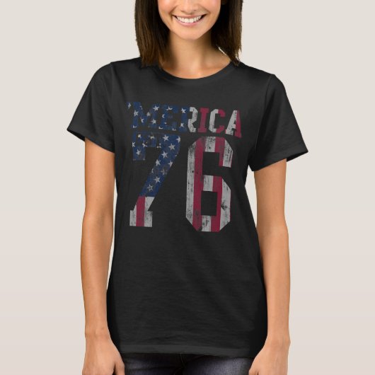かわいいヴィンテージメリカ国旗Est。1776 Tシャツ (正面)