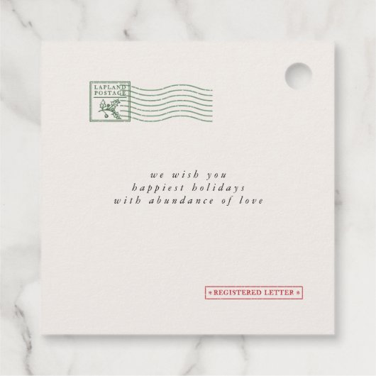 かわいいヴィンテージメールホリデーメッセージカード フェイバータグ (裏面)