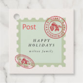 かわいいヴィンテージメールホリデーメッセージカード フェイバータグ (正面)