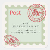 かわいいヴィンテージメールホリデーリターンアドレス スクエアシール (正面)