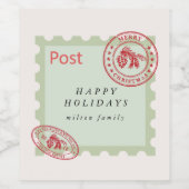 かわいいヴィンテージメールホリデーワインラベル ワインラベル