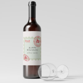 かわいいヴィンテージメールホリデーワインラベル ワインラベル