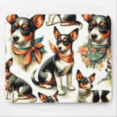 かわいいヴィンテージラットテリアシームレス マウスパッド (正面)