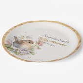 かわいいヴィンテージリトルスパロウ春ベビーシャワー ペーパープレート (アングル)