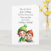 かわいいヴィンテージリトル小妖精や小人クリスマス恵み カード (黄色い花)