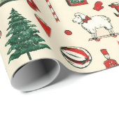 かわいいヴィンテージレッドグリーントイズホース ラッピングペーパー (ロールコーナー)