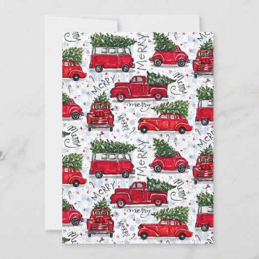 かわいいヴィンテージレッドトラッククリスマス招待状 招待状 (裏面)