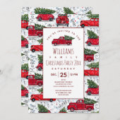 かわいいヴィンテージレッドトラッククリスマス招待状 招待状 (正面/裏面)