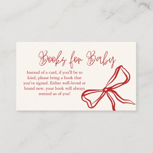 かわいいヴィンテージレッドボウブックスベビー エンクロージャーカード (正面)