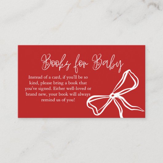 かわいいヴィンテージレッドボウブックスベビー エンクロージャーカード (正面)