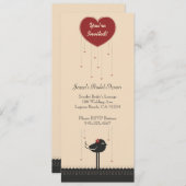 かわいいヴィンテージレッド&ブラックラブバードアナウンス 招待状 (正面/裏面)