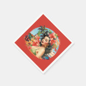 かわいいヴィンテージレディビーチパーティー スタンダードカクテルナプキン (角)