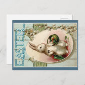 かわいいヴィンテージレトロイースターバニーラビット ポストカード (正面/裏面)