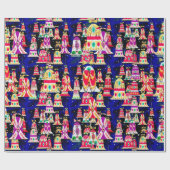 かわいいヴィンテージレトロカラフルベルクリスマス海軍 ラッピングペーパー (フラット)