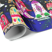 かわいいヴィンテージレトロカラフルベルクリスマス海軍 ラッピングペーパー (ロールコーナー)