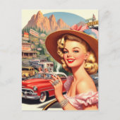 かわいいヴィンテージレトロガール絵画ズ ポストカード (正面)