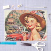 かわいいヴィンテージレトロガール絵画ズ 薄葉紙 (クラフト)