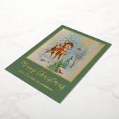 かわいいヴィンテージレトロクリスマスディアウィンター 箔シーズンカード (回転した状態)